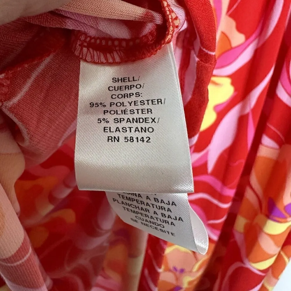 NWT Maggy London Floral Mini Dress Matte Jersey Short Sleeve Red Pink Size 8 - Image 8