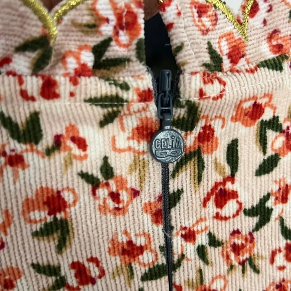 CeliaB Abaca Boho Cottage Core Midi Dress Medium Floral Puffed Sleeves Women’s - Image 16