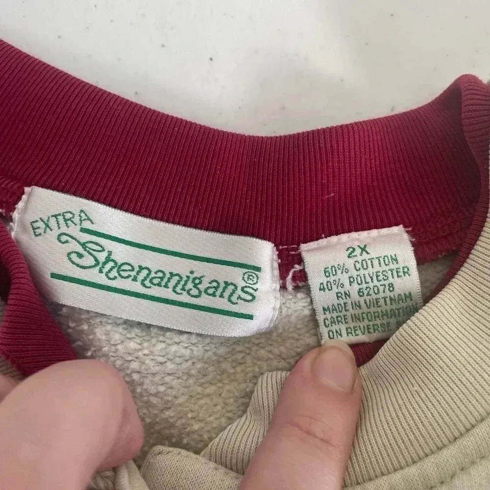 Vintage Grandma style Extra Shenanigans‎ Button Front Embroidered Apples 2X 0186 Red - Image 9