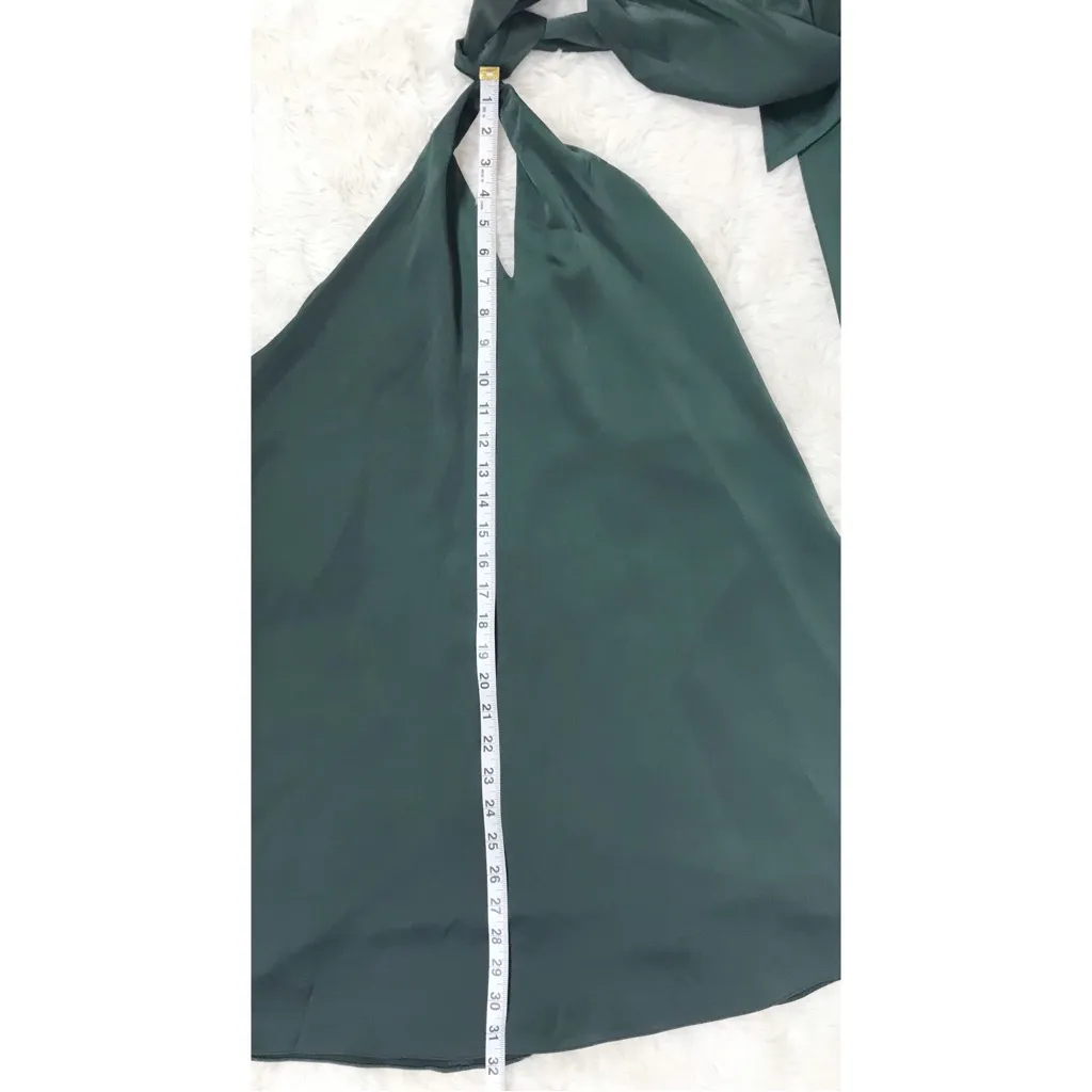 GIANNI BINI Green Satin Halter Mini Dress Backless Mod 60s Minimalist‎ Large New - Image 12