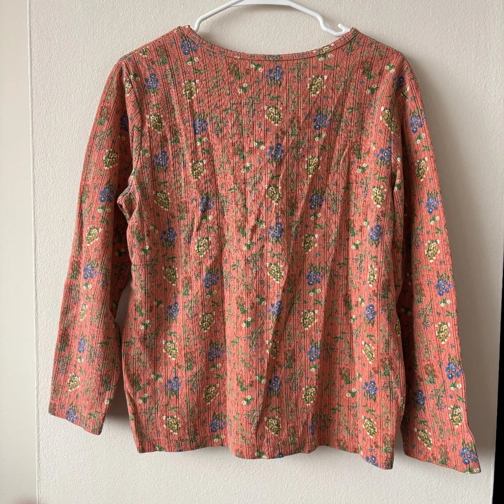 Blair Peach Floral Long Sleeve Top - Size Medium - Image 2