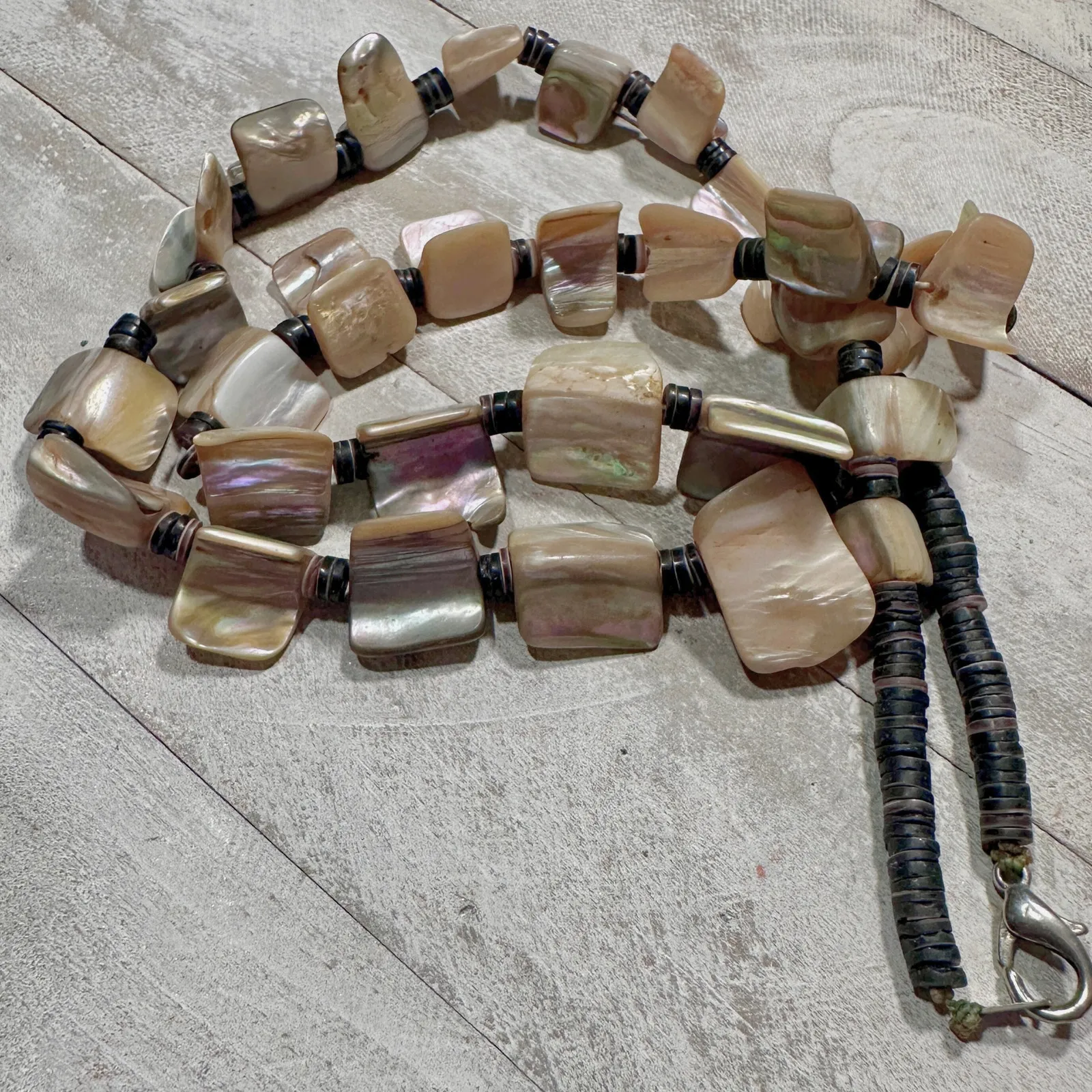 Abalone Mother of Pearl Heishi Necklace –‎ Southwestern Boho Navajo Style - Image 6