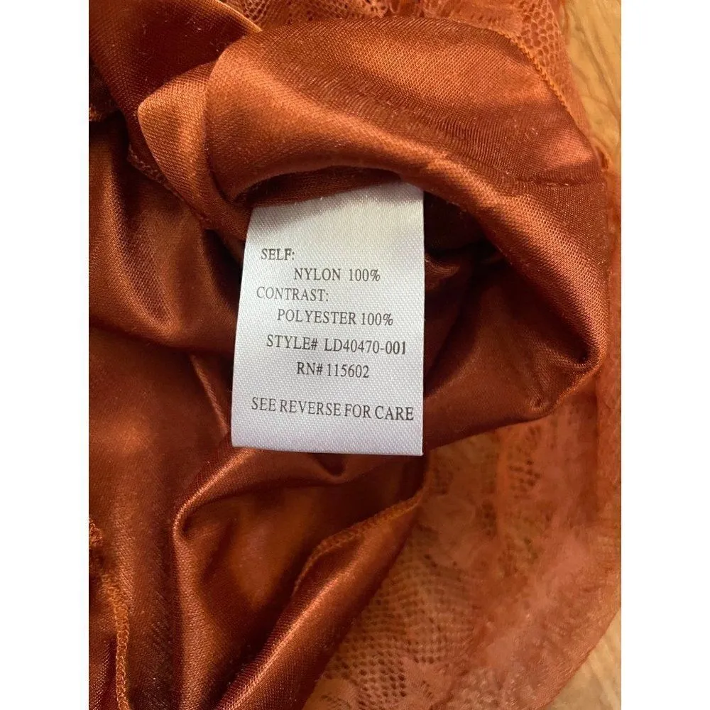 Lush womens rust layered fringe dress XS - Image 7