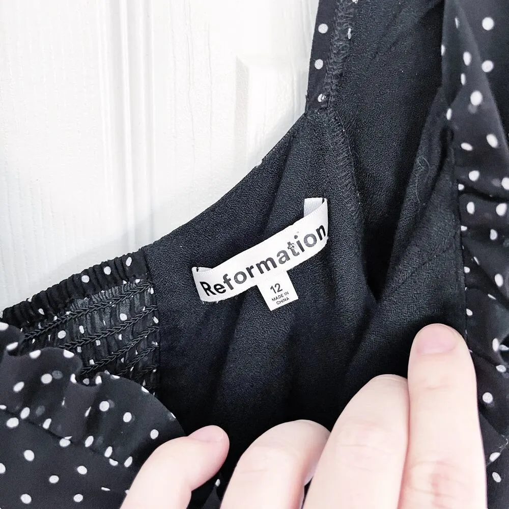 Reformation Davonne Black Polka Dot Mini Dress - Image 6