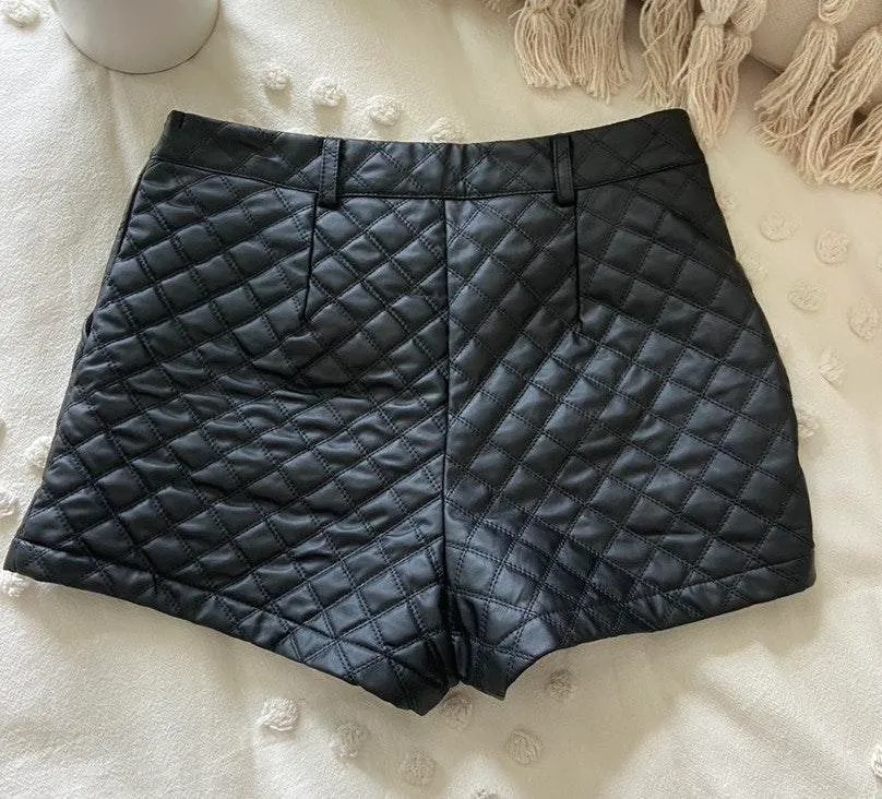Leather High Waisted Shorts - Image 6