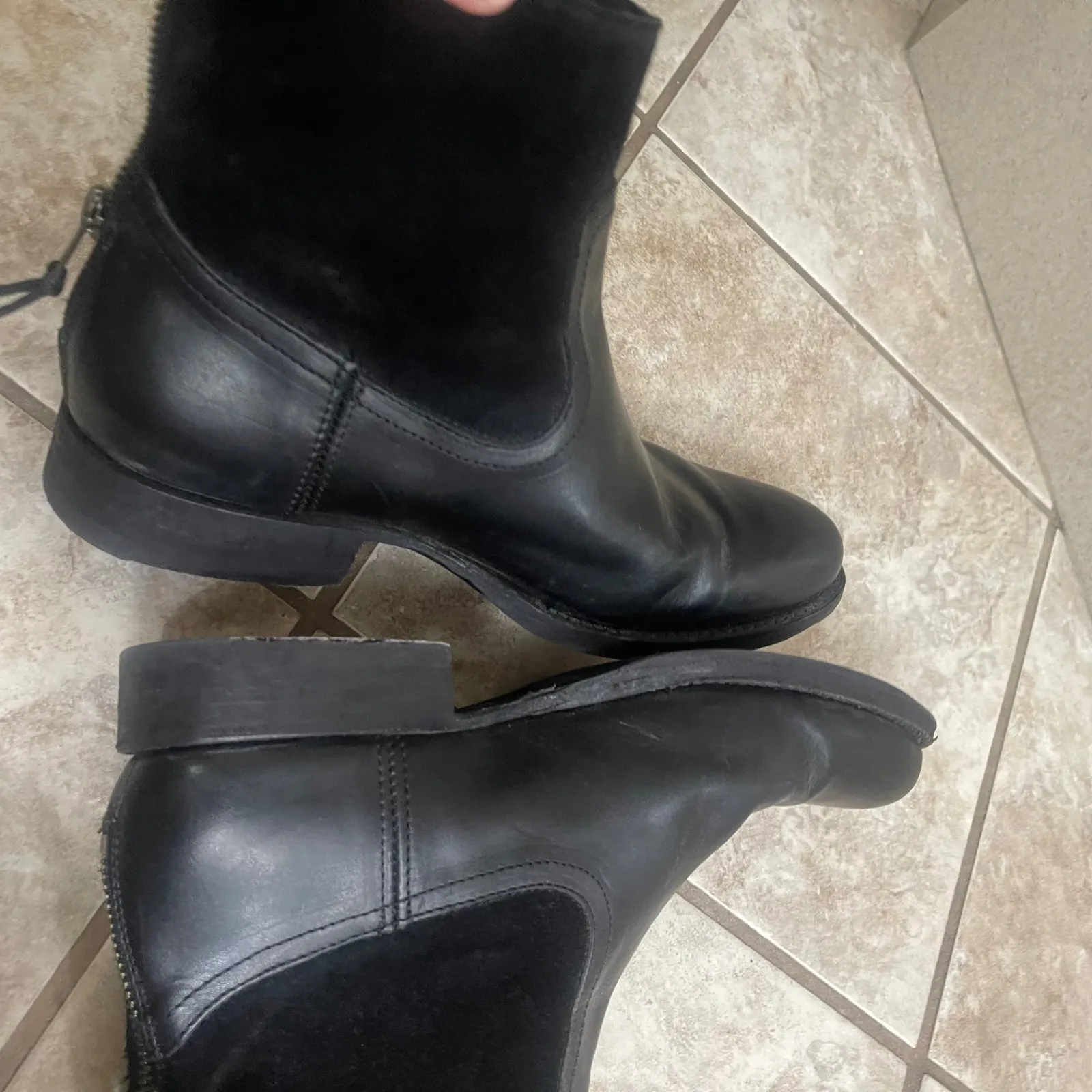 Frye Jamie Black Leather Suede Zip Ankle Booties Women's Size 8.5b EUC - Image 8