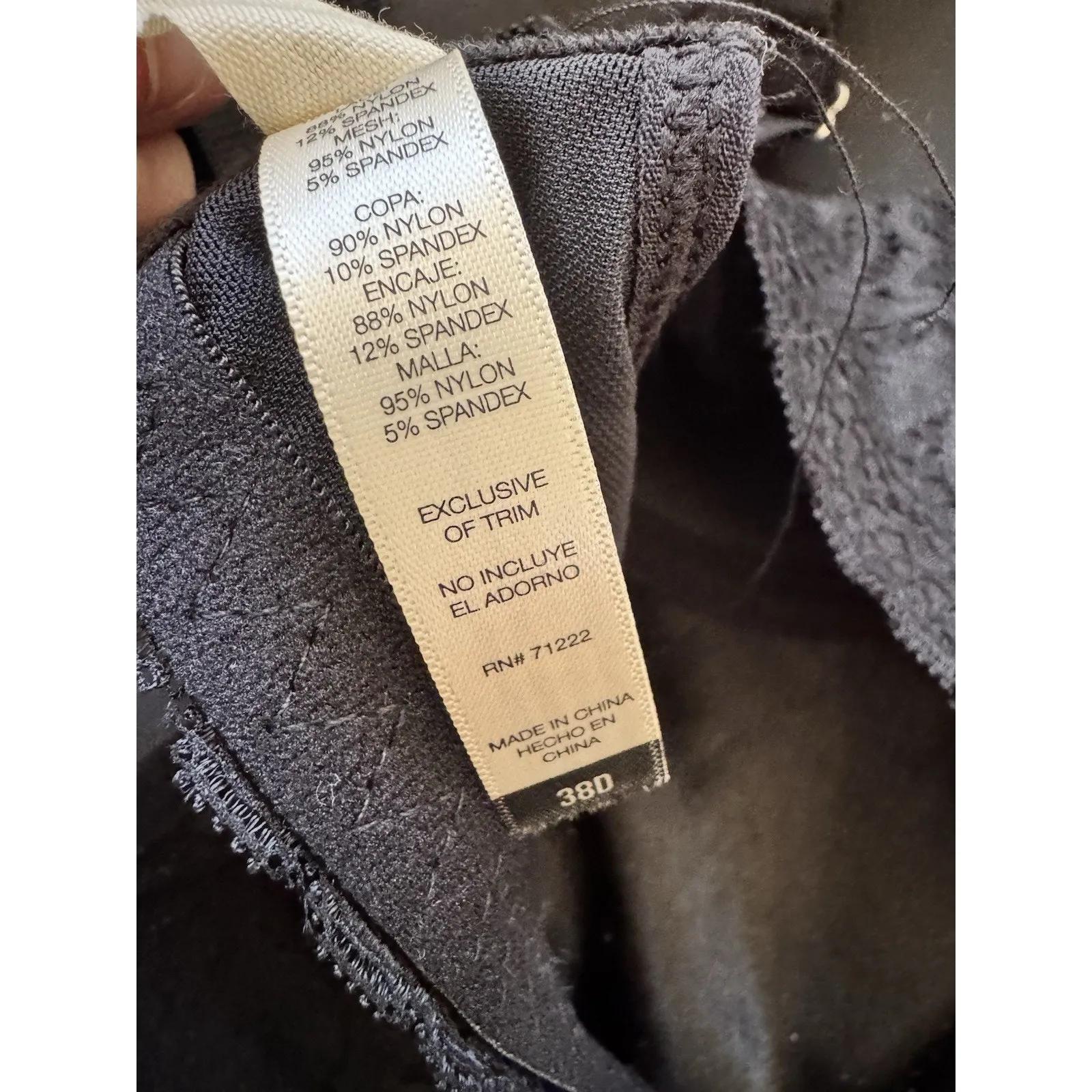 Lucky Brand Convertible Black Bra Size 38D Lace Wide Straps Racerback T Shirt - Image 7