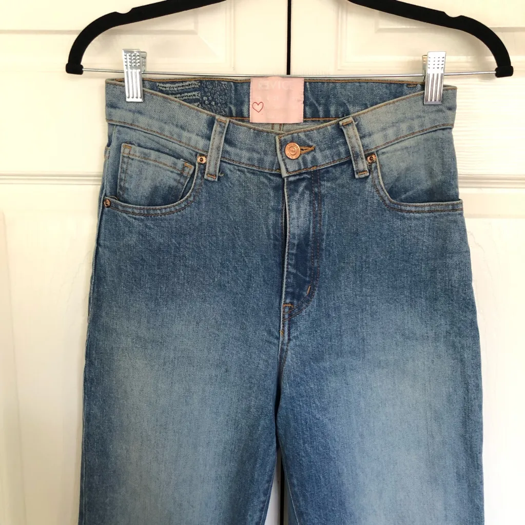 Revice Star Patch Light Wash Faded Denim Jeans Size 28 - Image 3