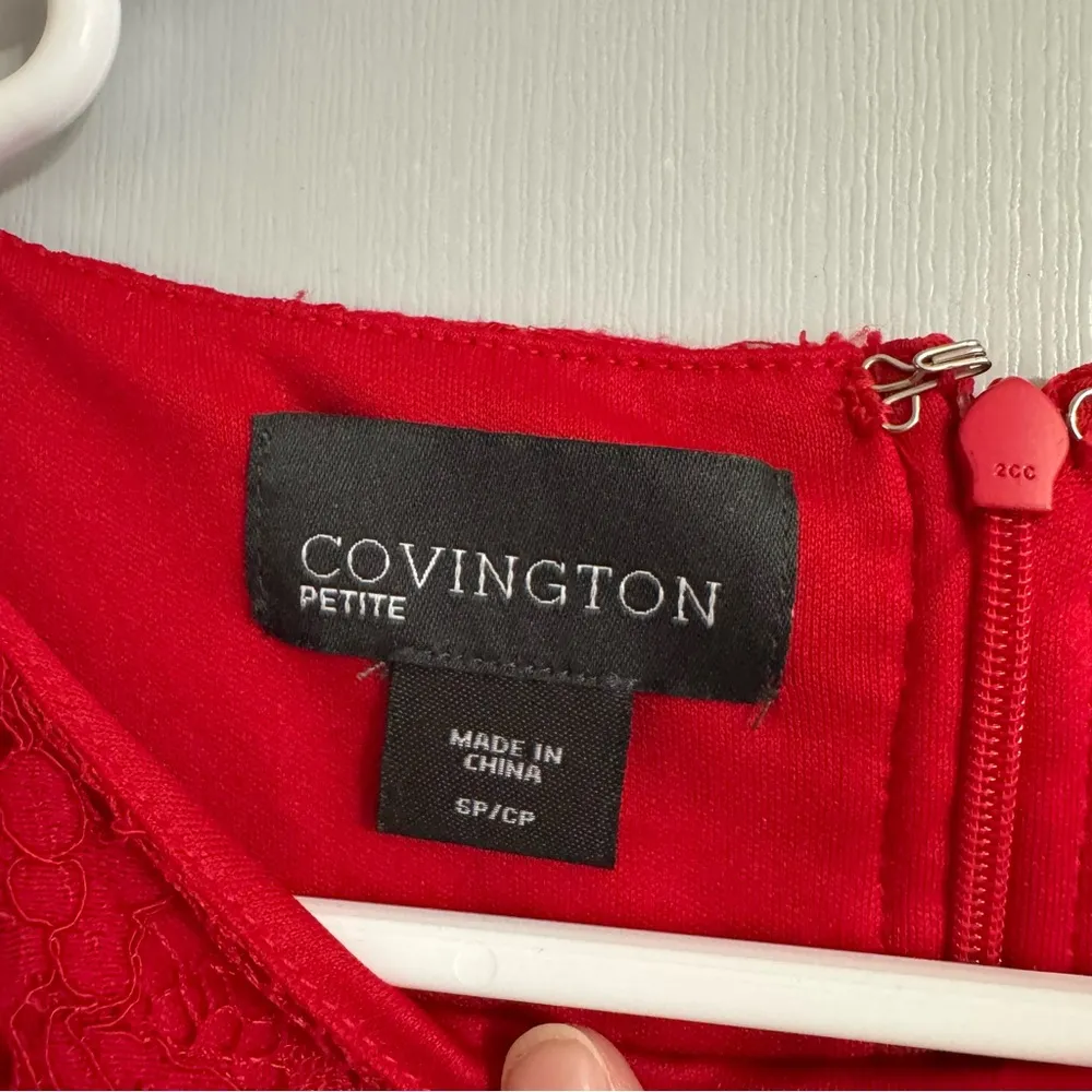Covington Red All Over Lace Dress Size Small - Image 3