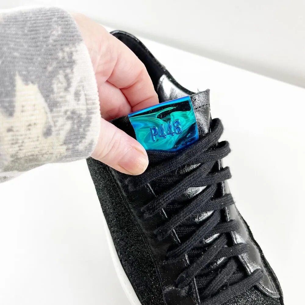 P448 John Sparkle Glitter Skateboard Shoes Sneakers Black 37 / 7 - Image 6