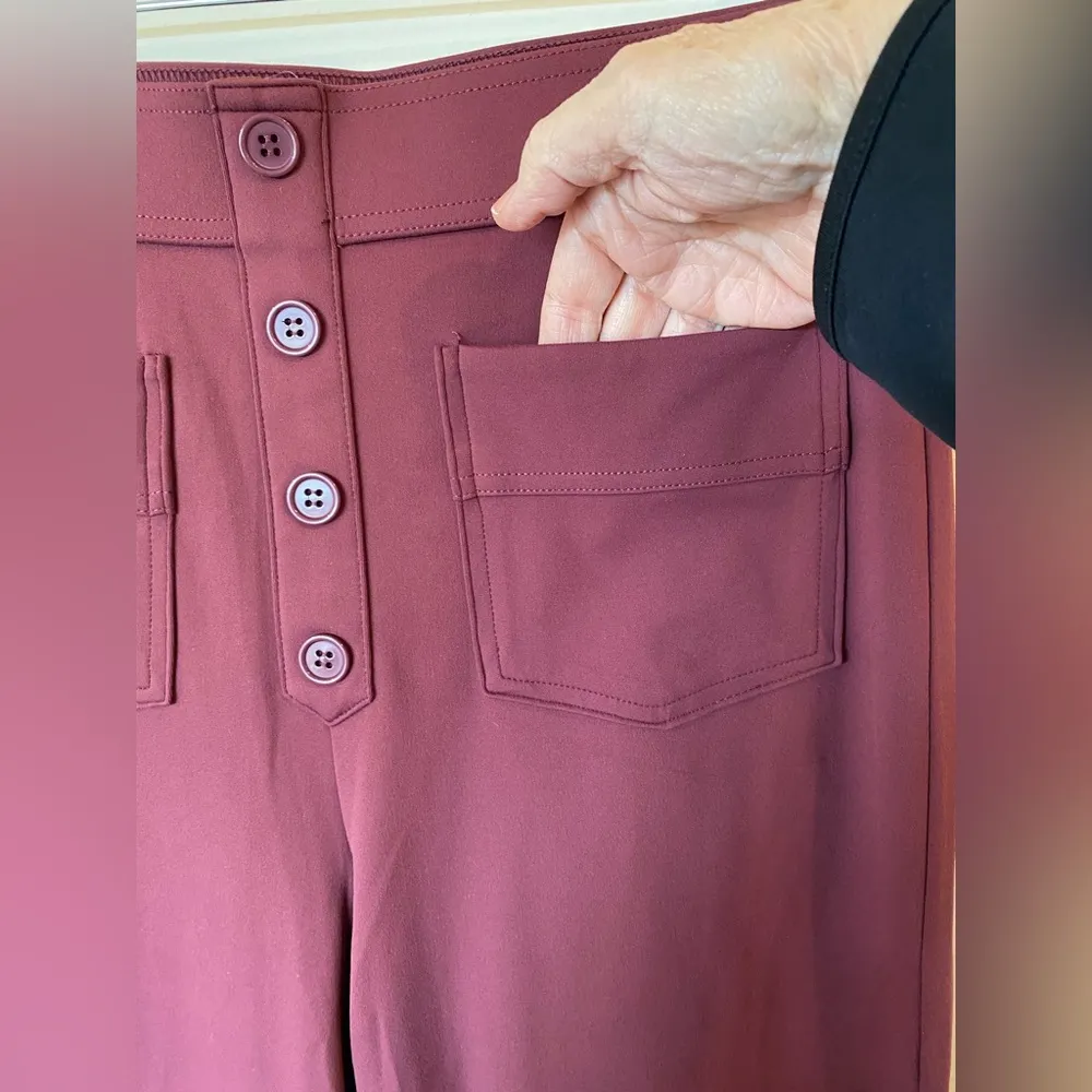 Halara High Waisted Button Multi Pockets Straight Leg Stretch Pants NWT - Image 3