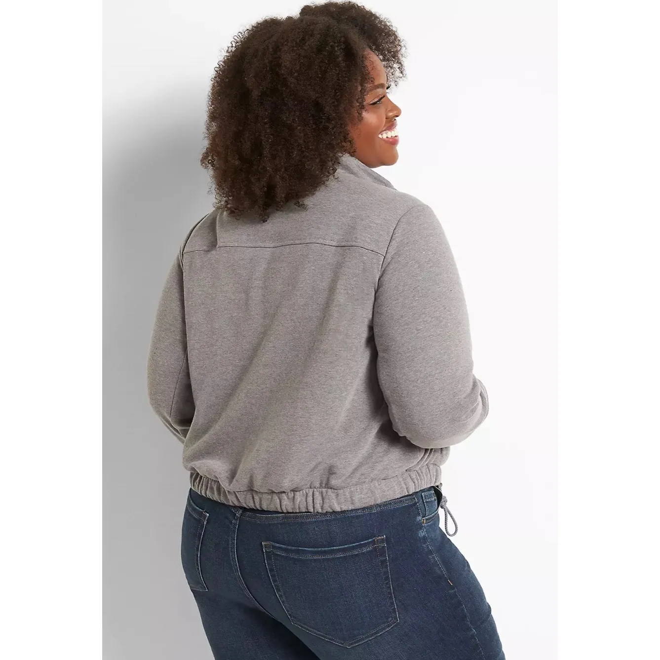Lane Bryant  Plus Size Gray Snap Front‎ Drawstring Bomber Jacket Women's 18/20 - Image 2