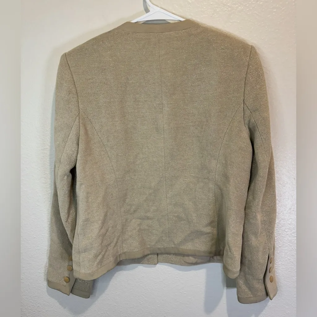 Vintage Gruppo‎ Americano Women’s Y2K Casual Beige Gold Blazer Size 6 Tan - Image 7