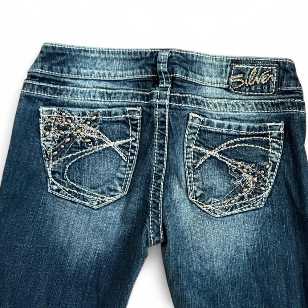 Silver Jeans Tuesday Bootcut Women's Jeans W28L31 MidRise Distressed Embellished - Image 6