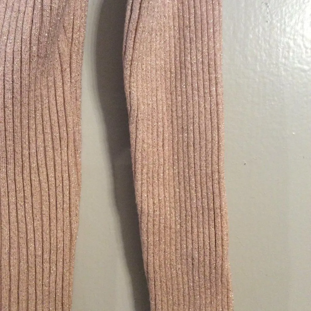 BEAUTIFUL Inc International light pink gold glitter large L womens sweater VNC - Image 3