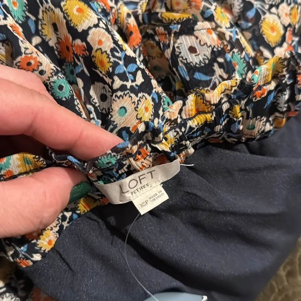 Loft skirt Yellow & Blue Floral tiered NEW xs petite - Image 2