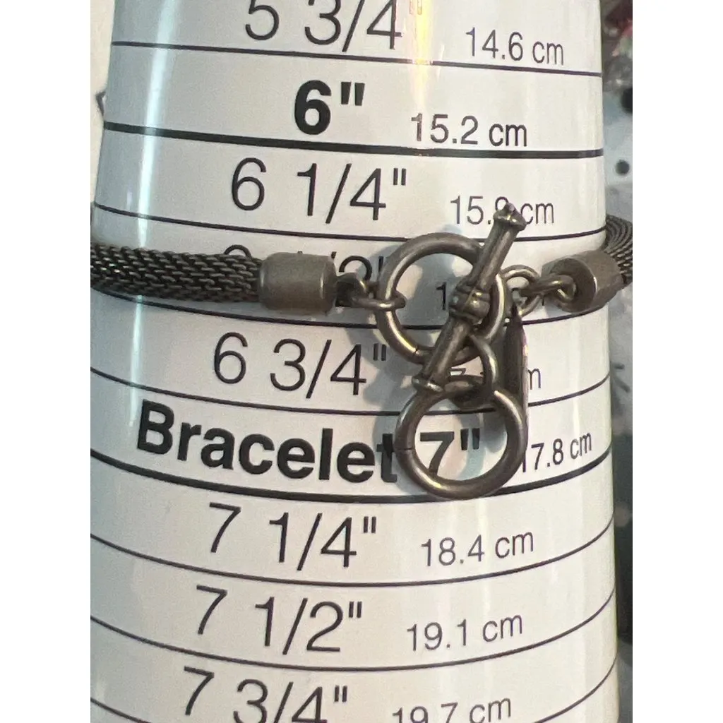 Vintage GB Collection Sterling Silver Bracelet Mesh Black Glass Toggle Estate - Image 6