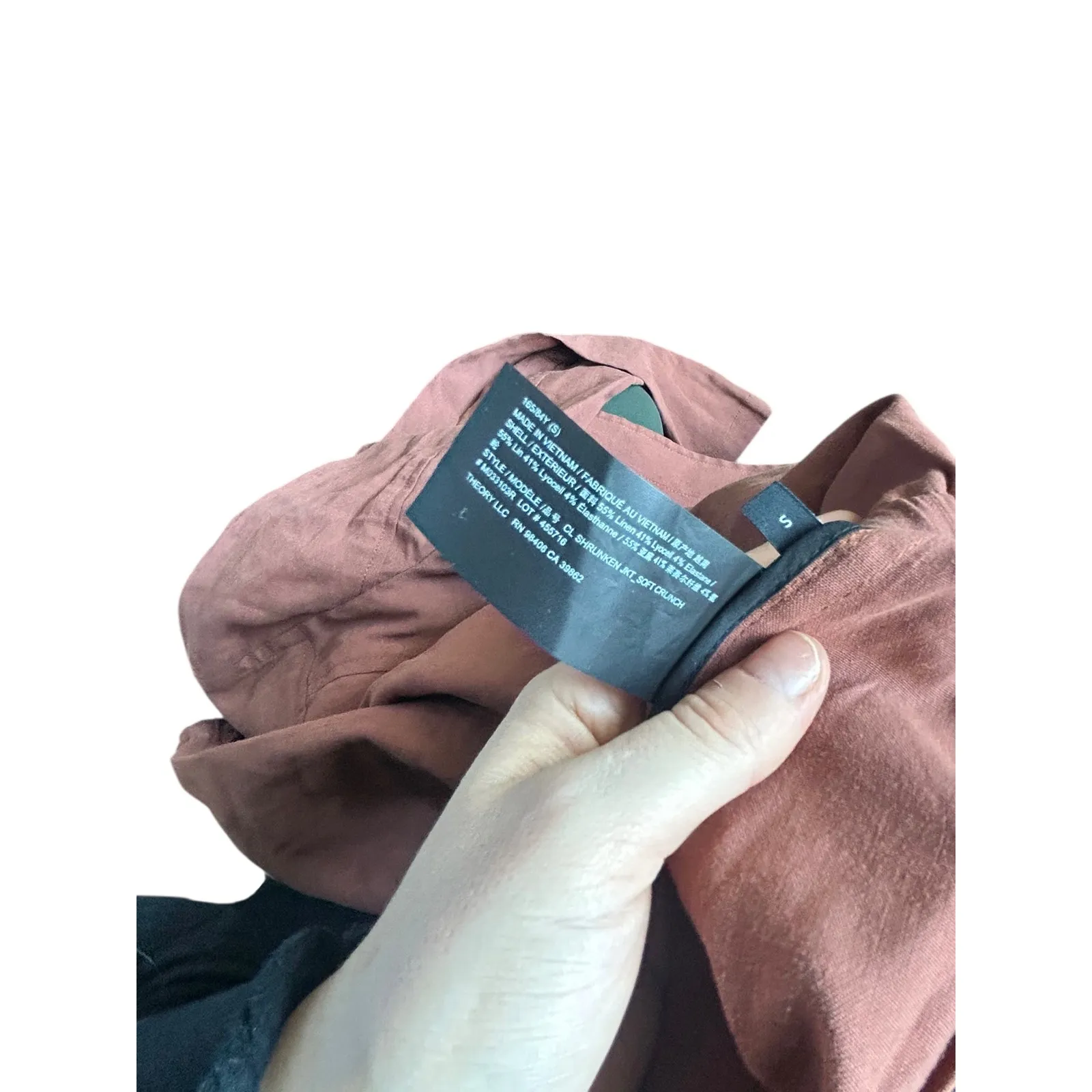 Theory Shrunken Jacket Cropped Linen Blend Blazer Rust Orange Size S - Image 8