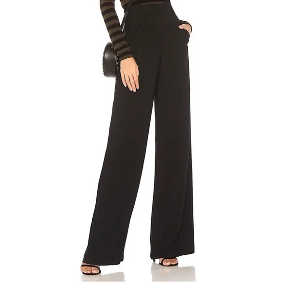A.L.C Marlo Wide Leg High Waisted Black Dress Pants Crepe‎ Trousers Size 10 - Image 3