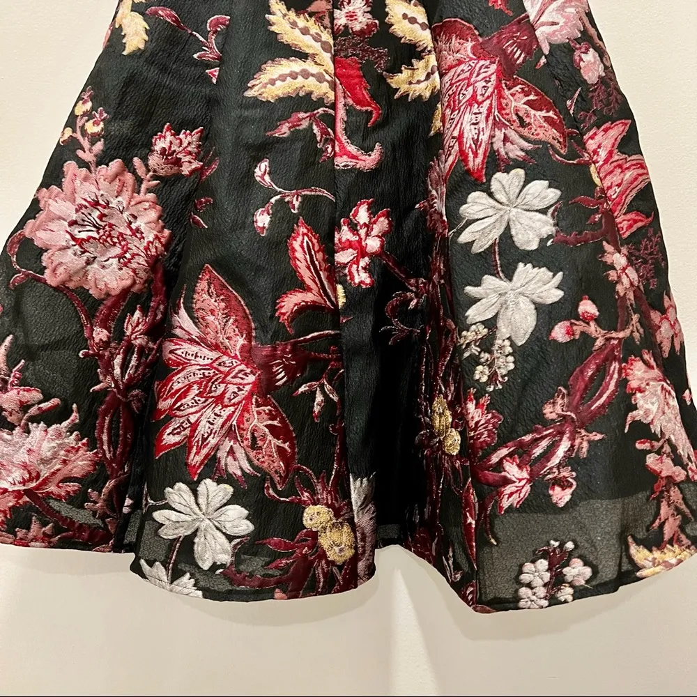 MARCHESA NOTTE Strapless Floral Tea Length Gown, Black, Size 8, NWT - Image 8