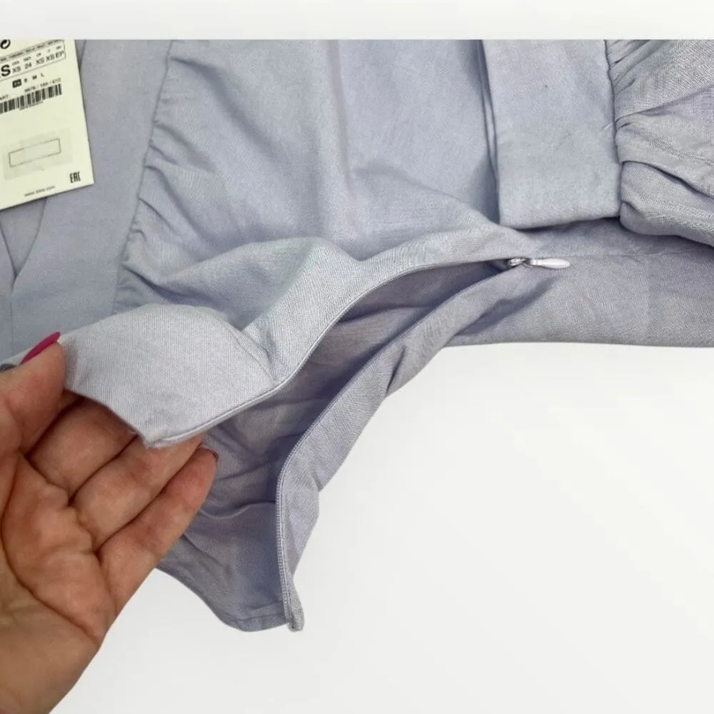 Zara Purple Crop Top Plunging Deep V-Neck Crop Puff Sleeve Coquette Size XS NWT - Image 8