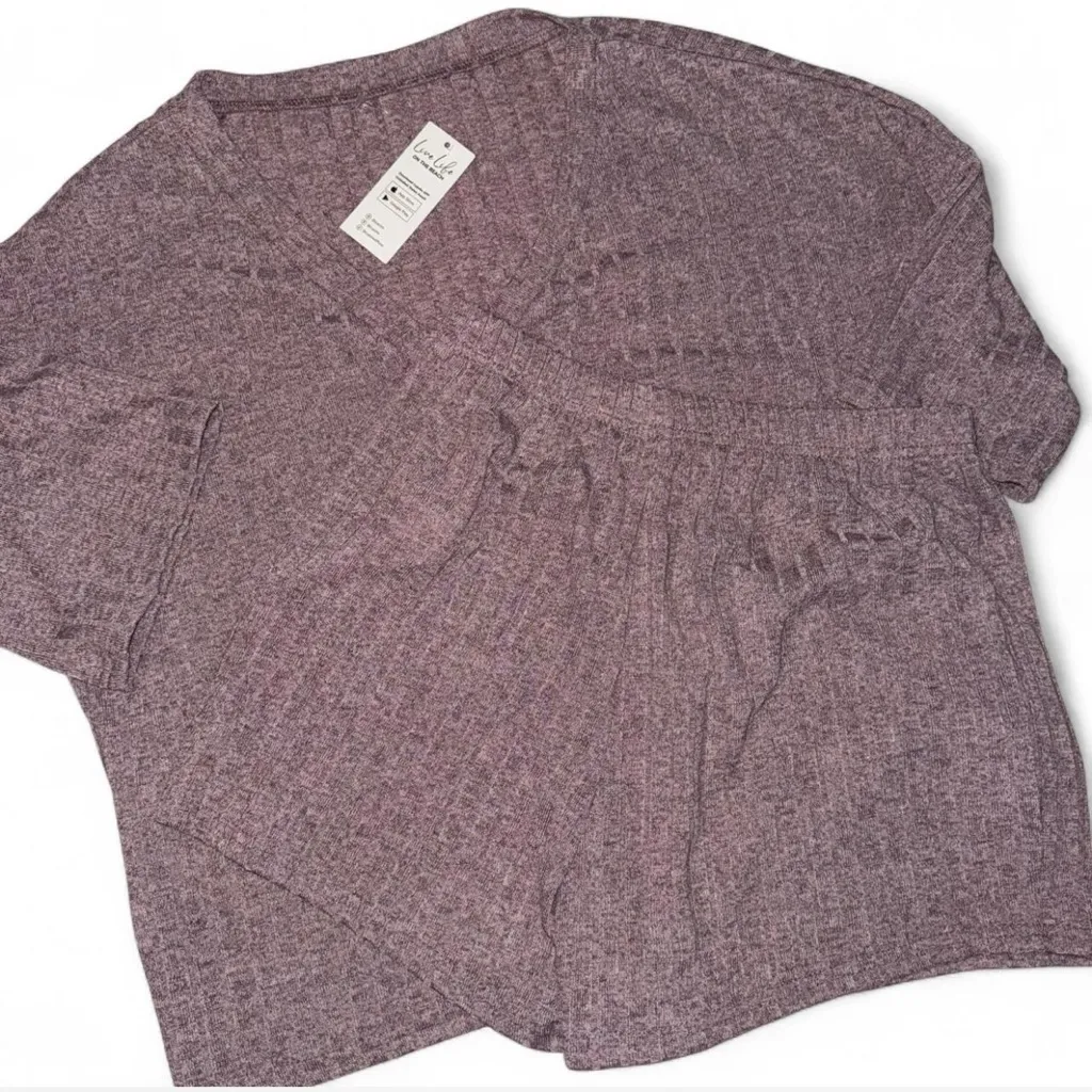Cupshe Heathered Purple Knit Pajama Set - Image 2