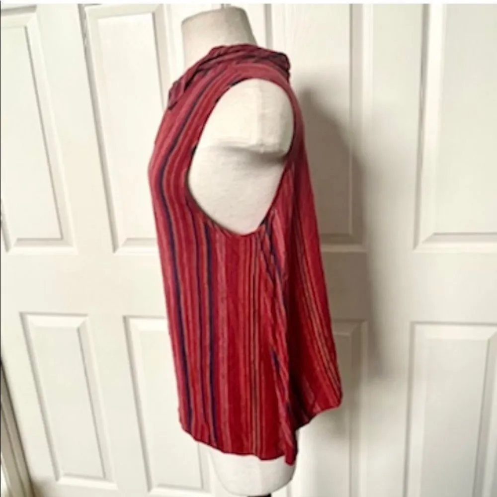 Monteau red striped collared sleeveless top - Image 3