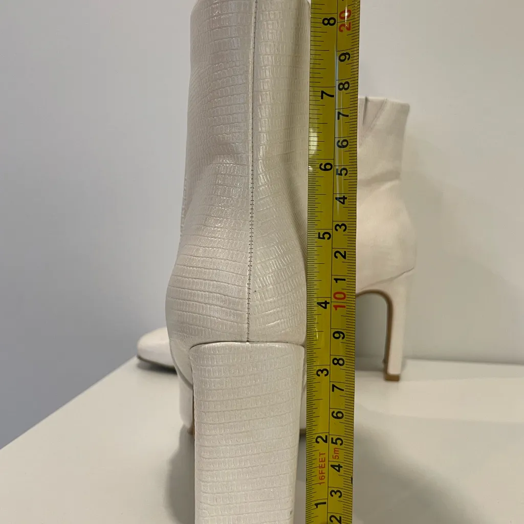 White Vegan Leather Embossed Snakeskin Calf Boots Women’s Western Boho City - Image 8