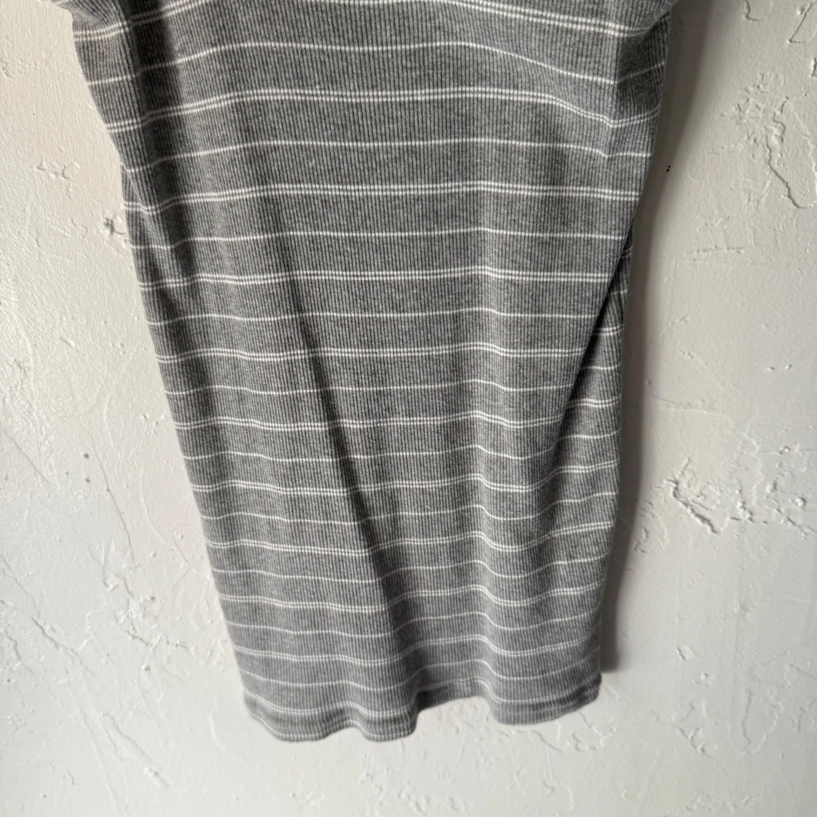 Y2k Gray Striped Tank Top Love Style Beaded‎ Ribbed Knit Lace Trim S Medium - Image 6