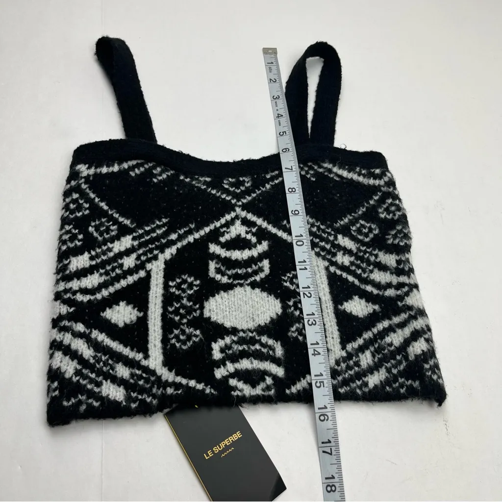 Le Superbe Clairvoyant Bra‎ Top Women Small Black White Sweater Cropped Tank NEW - Image 8