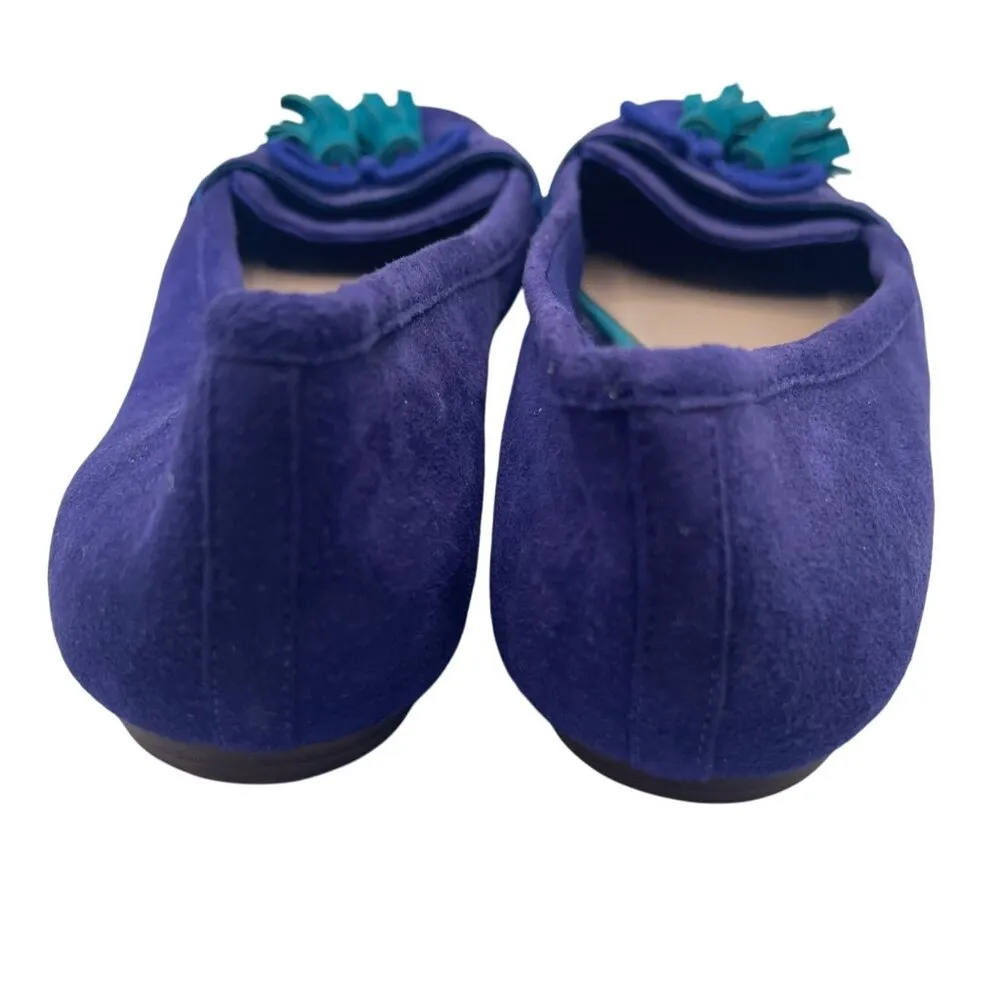 DKNY New York Suede Ballet Flat Loafer Tassel Purple Green SZ 6 - Image 5