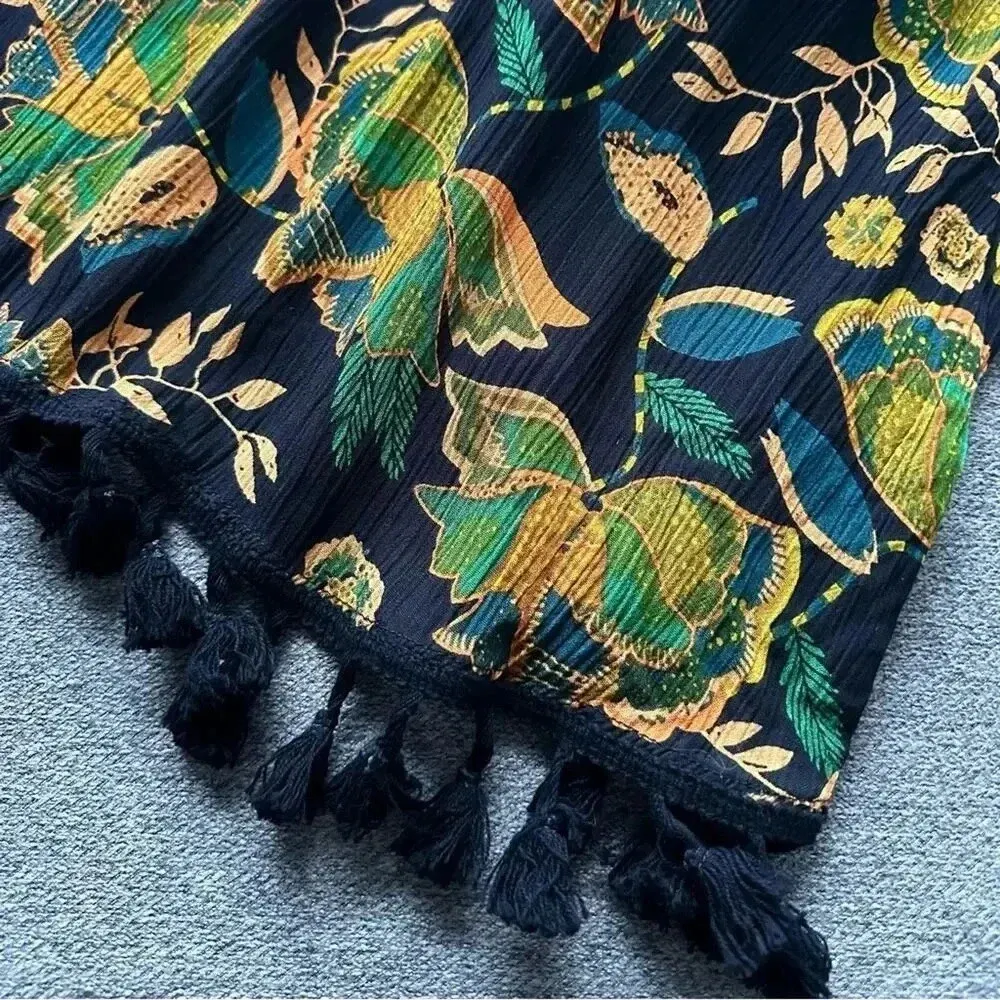 Anthropologie RAGA Flowy Floral Tassel Fringe Open Back Tank Small NWT - Image 4