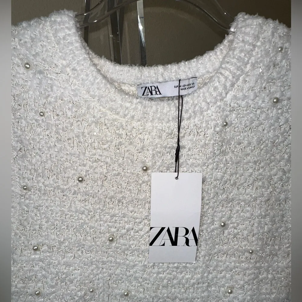 NWT BEAUTIFUL ZARA PEARL TRIM KNIT MINI DRESS - Image 4