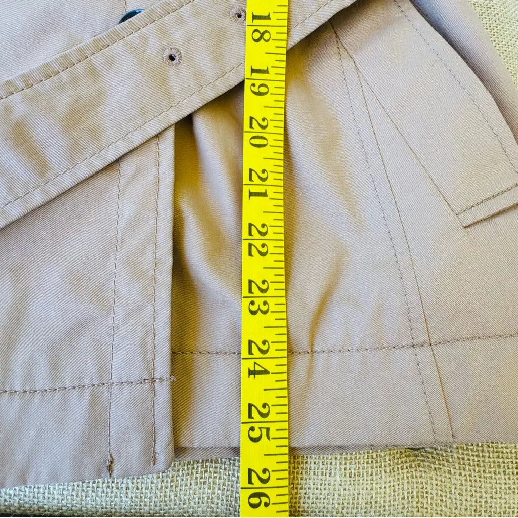 Banana Republic Water-Resistant Tie-Sleeve Trench Coat Jacket Camel Tan Belted - Image 9