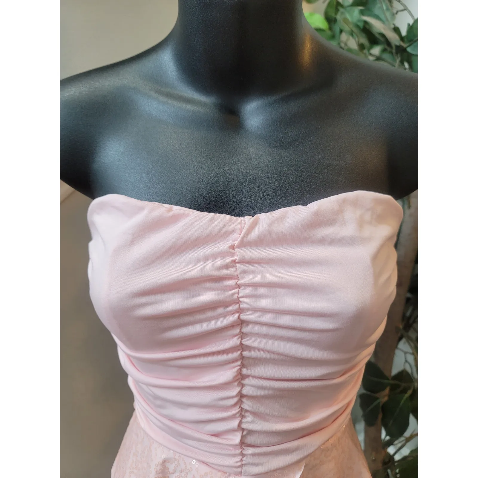 Dream Out Loud Strapless Peplum Dress Women's Medium Pink Ruched Bodycon - Image 6