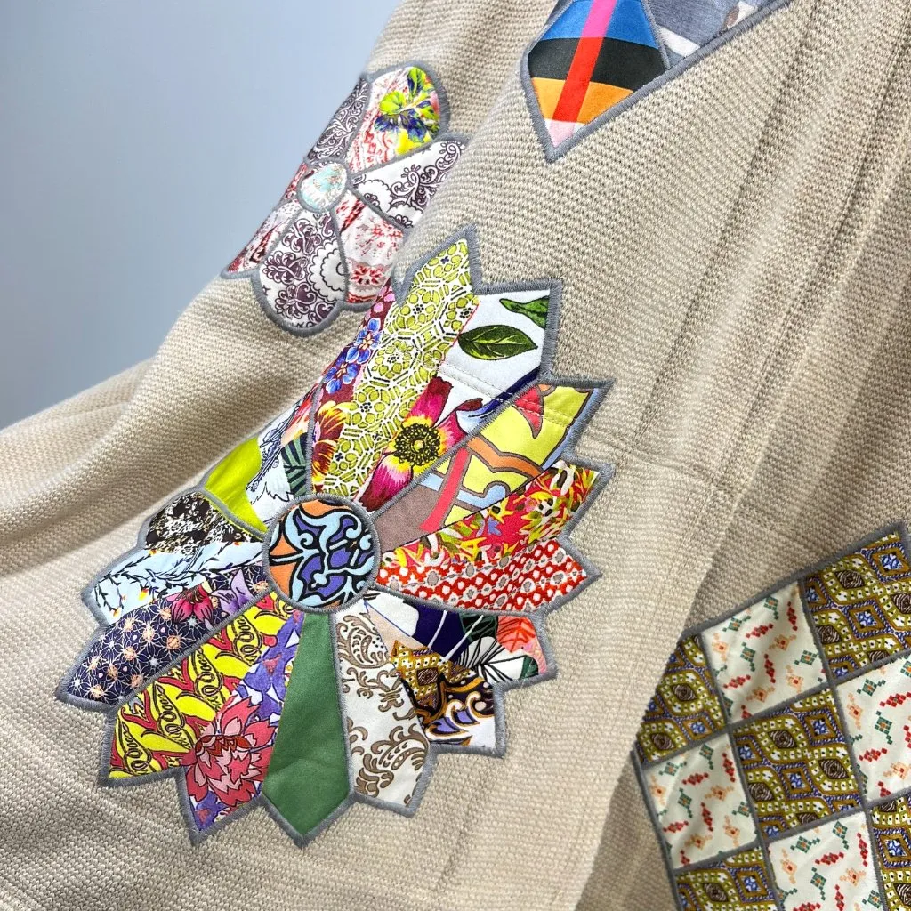 $585 NWT Johnny Was Biya Beige Glina Applique Long Sleeve Coat Jacket Boho Sz S - Image 8