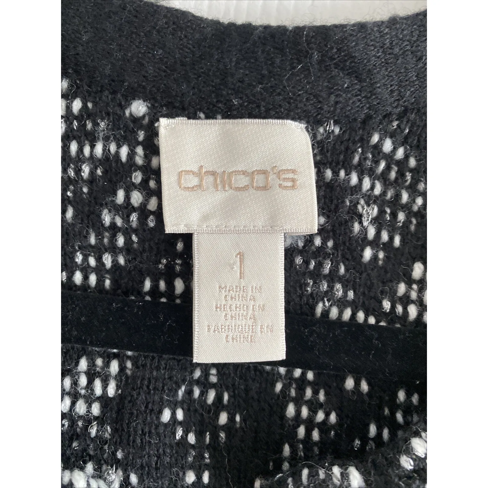 Chicos 1 Womens Medium Wool Blend Leather Embellished Open jacket Corp Career - Image 7