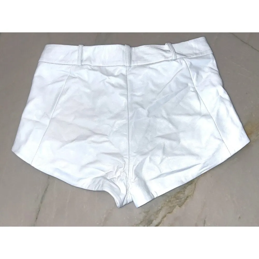 Lamarque Annaise Lamb Leather Shorts in White XSmall New Womens Hot Size XS - Image 7