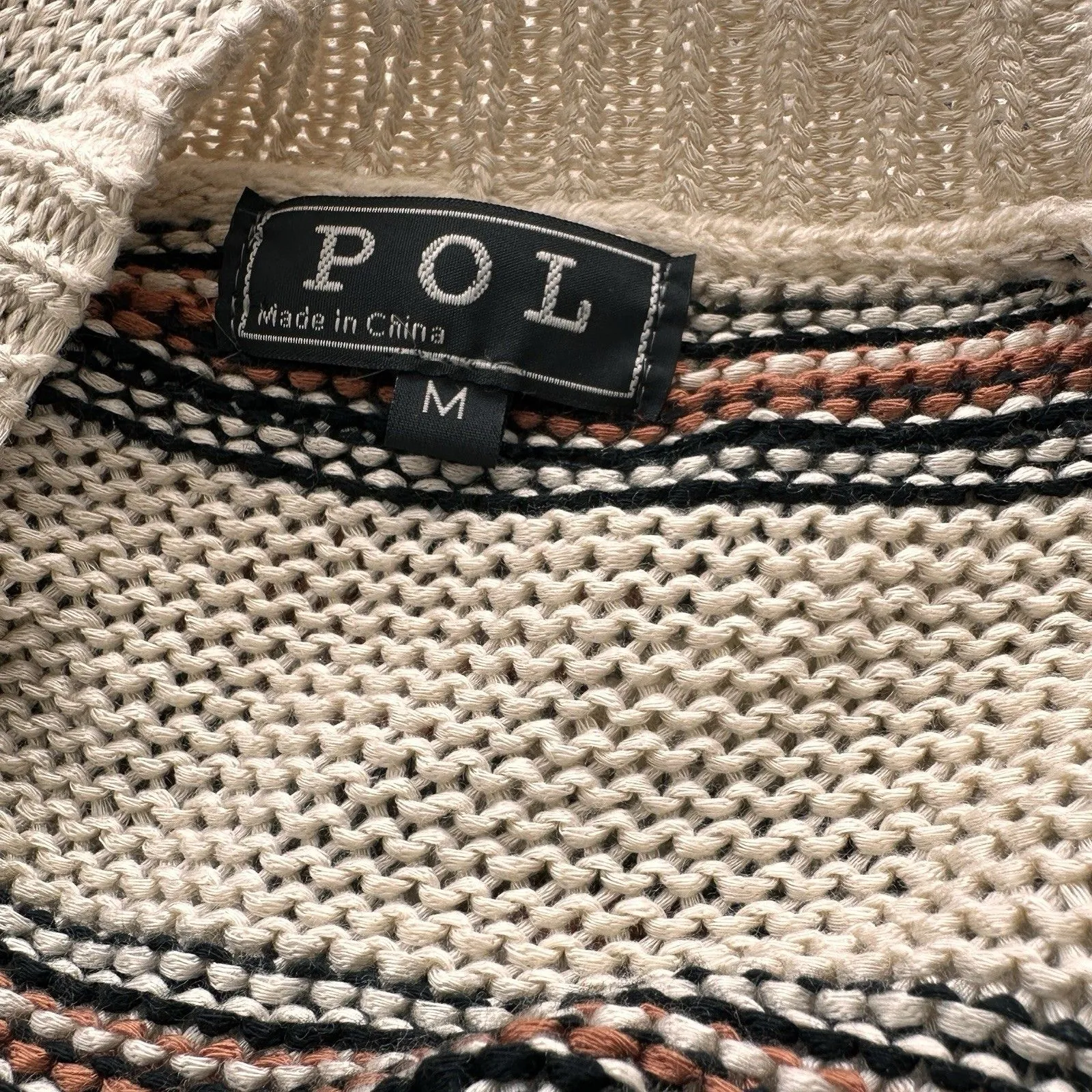 POL  Aztec Cardigan Sweater  Short Sleeves Coastal Cowgirl Lagenlook Fall M - Image 3