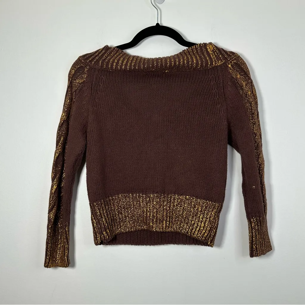 Charlotte Russe Vintage Y2K Metallic V-Neck Sweater Size S - Image 2