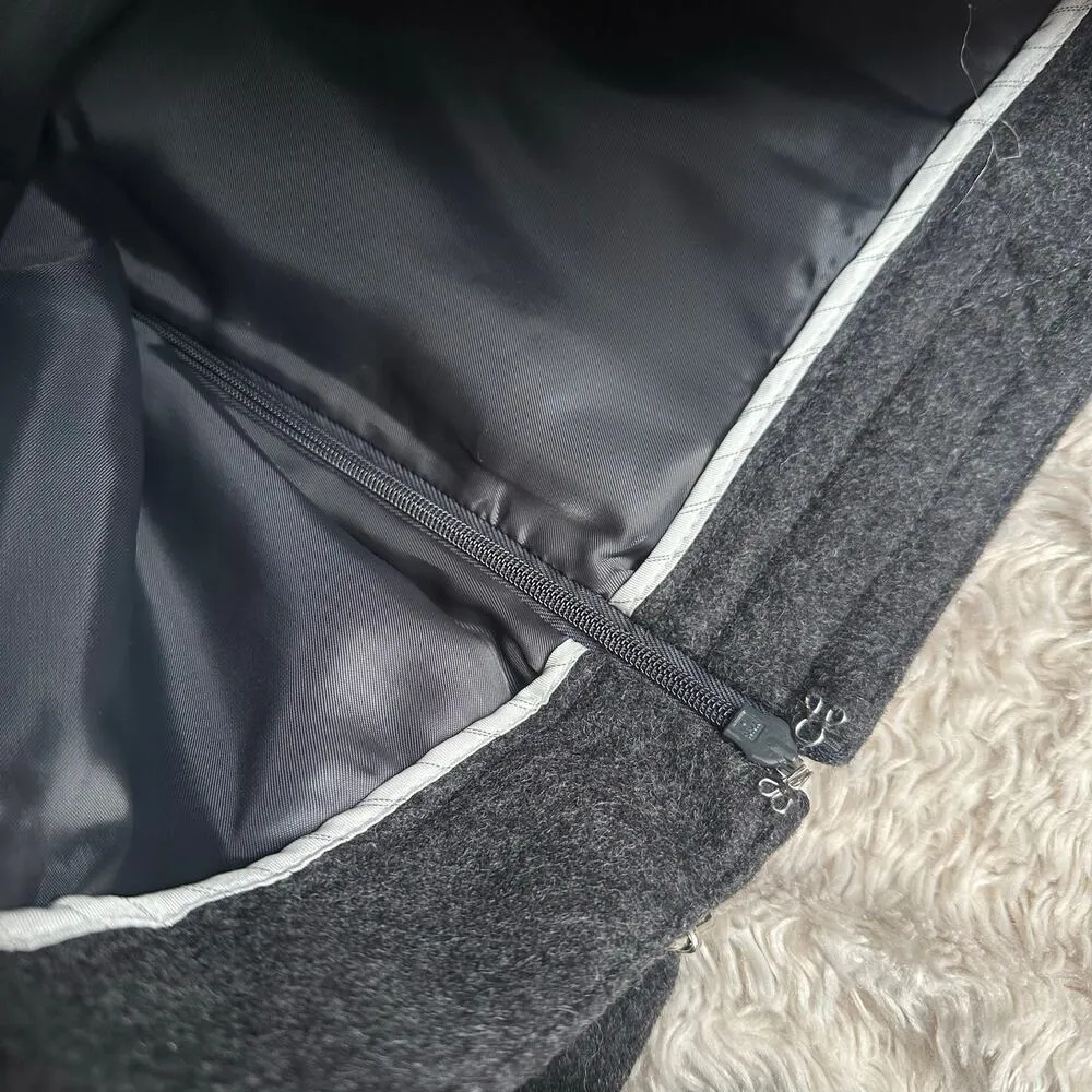 Vintage Y2K Gap Sz 2 European Fit Italian Wool Felted Mini Skirt Gray - Image 5