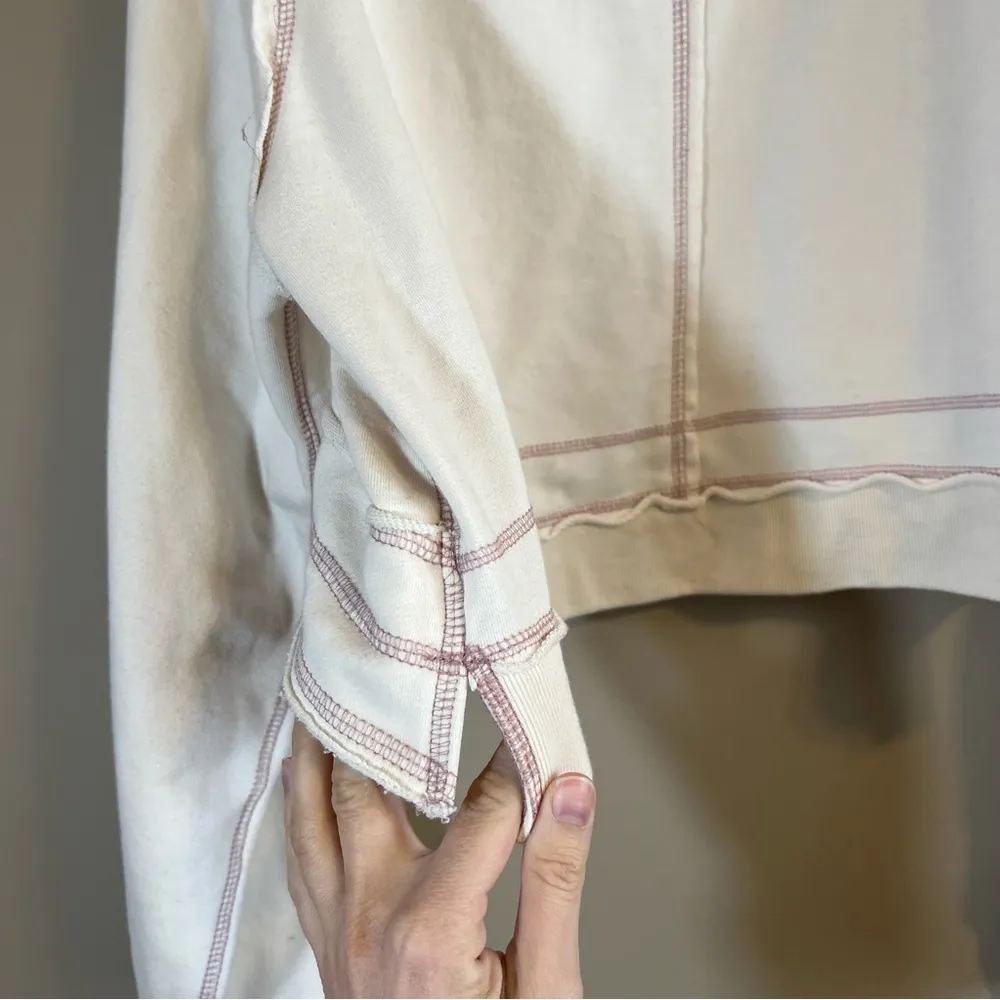 Anthropologie  Daily Practice Women’s Cream Mock Neck Cropped Sweatshirt Small - Image 4