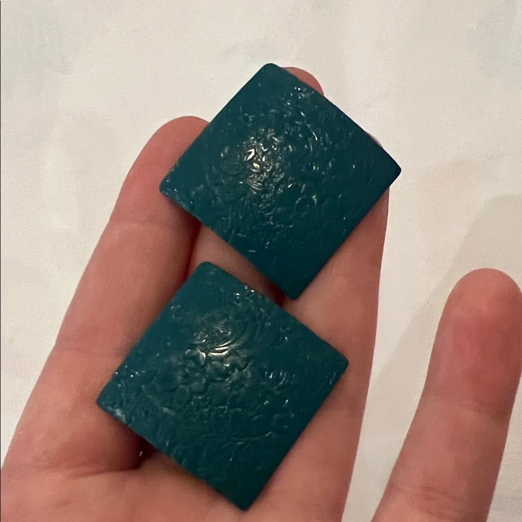 Teal and Gold Heart Earrings Set Blue - Image 6