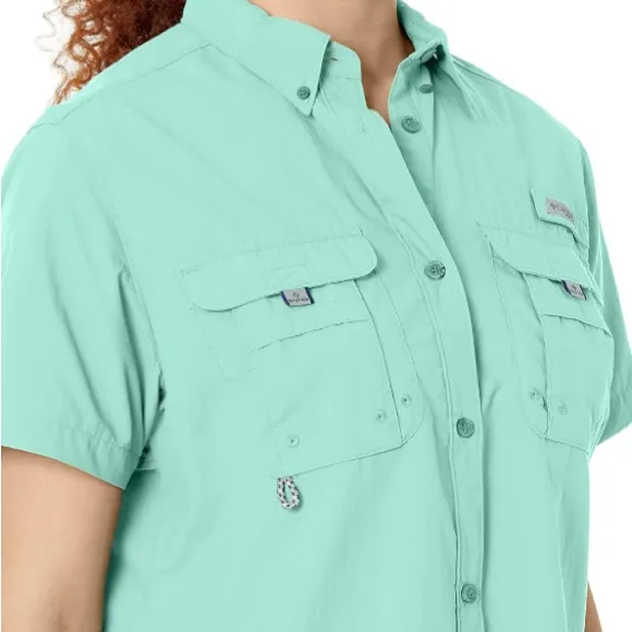 Columbia PFG Women’s Aqua Button-Up Sporting Shirt Size L. SEE MEN’s SHIRT TOO! - Image 7
