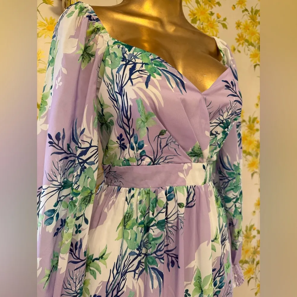 NWT Sweetheart neck Floral Maxi Dress in size M Purple Size M - Image 2