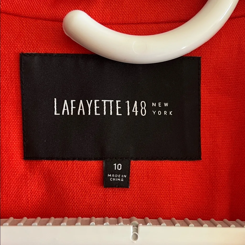 Lafayette 148 New York Women's Blazer Jacket and Top Matching Set Linen Red Size 10 - Image 10