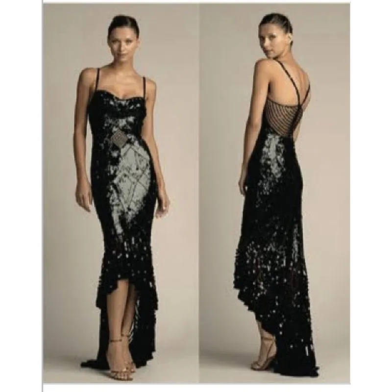 NWT Mandalay Black Sequin High Low Maxi Gown Evening Formal Dress Womens Size 8 - Image 2