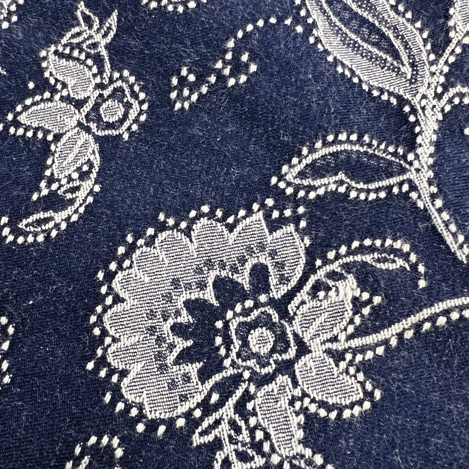 Bamboo Traders High Rise Floral Jacquard Denim Straight Leg Jeans Size 12 Blue - Image 7