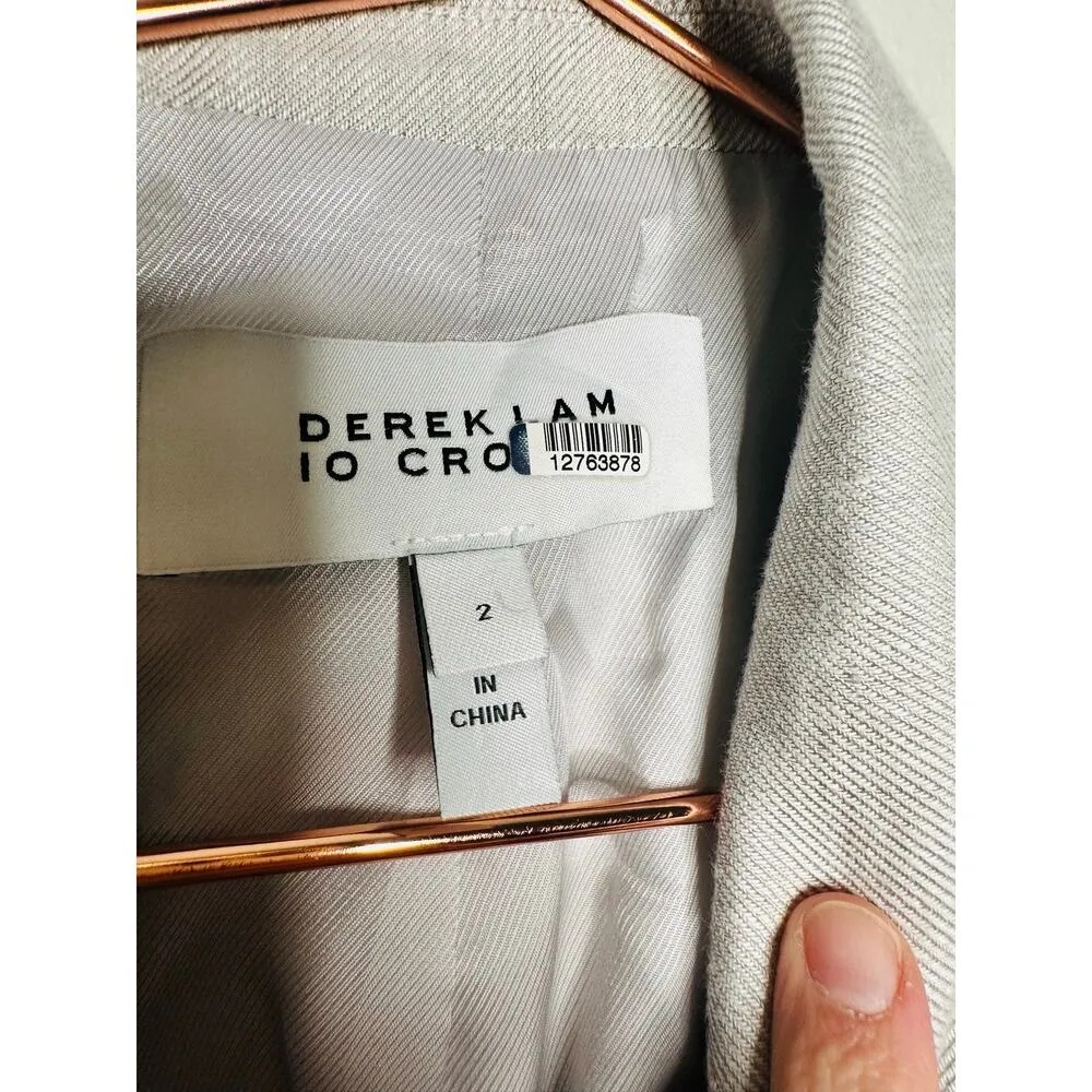 DEREK LAM 10 CROSBY Gray Linen Blend Sleeveless Taylor Vest Size 2 - Image 9