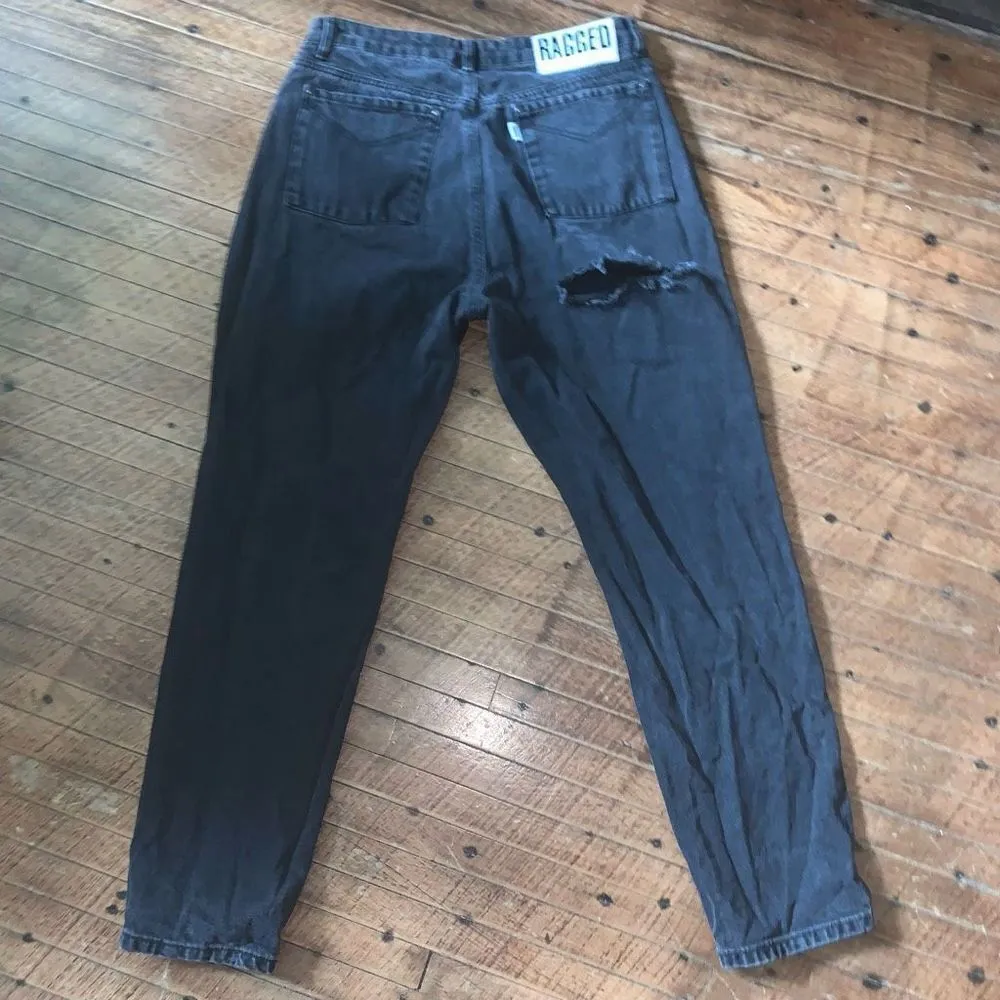 Free People Ragged Priest black destroyed straight size 32 jeans - Image 6